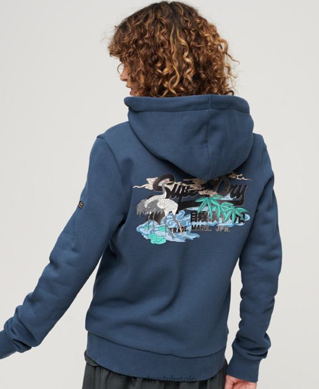 mujer Superdry Armada sudadera con cremallera y logo vintage japonés 2R68Z3393