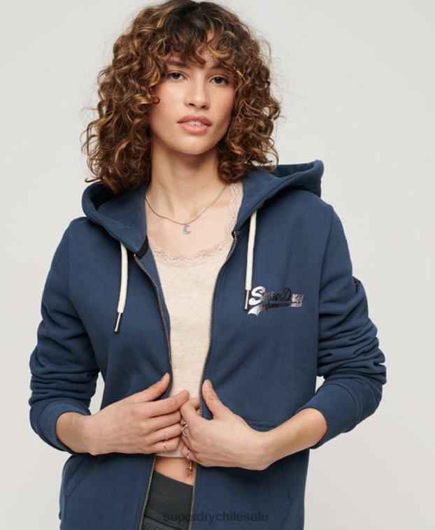 mujer Superdry Armada sudadera con cremallera y logo vintage japonés 2R68Z3393