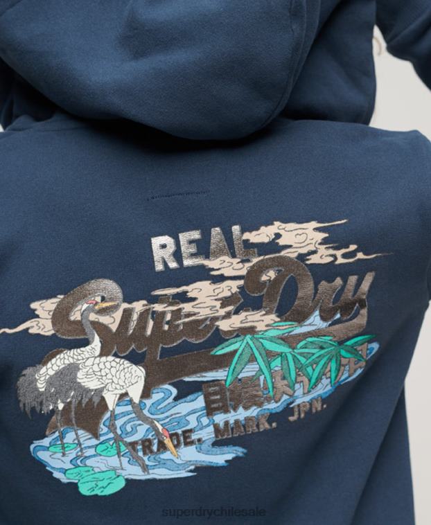mujer Superdry Armada sudadera con cremallera y logo vintage japonés 2R68Z3393