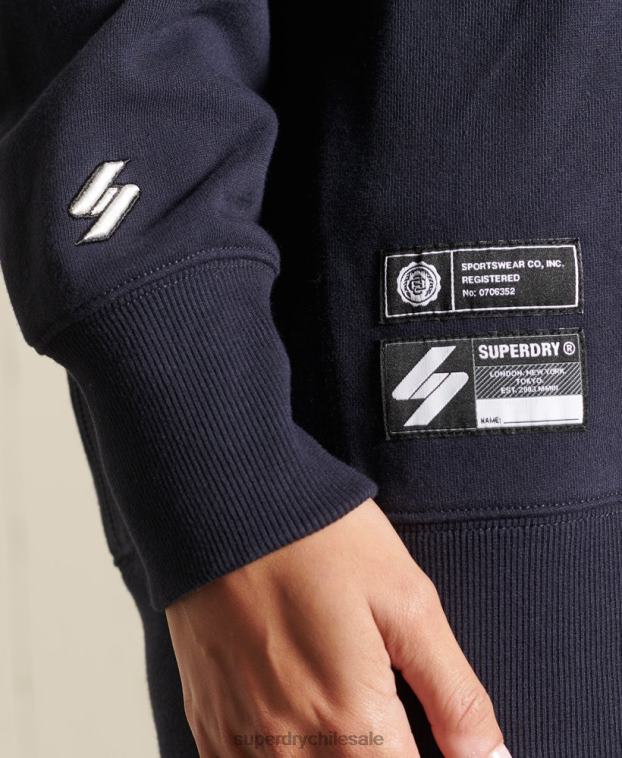 mujer Superdry Armada sudadera con cuello redondo extragrande con arco universitario 2R68Z5960