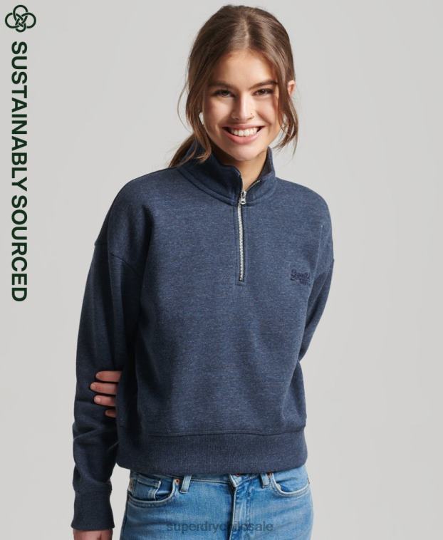mujer Superdry Armada sudadera con cuello tunecino y logo vintage de algodón orgánico 2R68Z5845