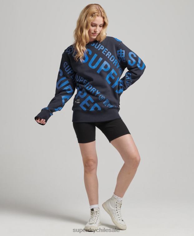 mujer Superdry Armada sudadera con estampado de logo central en toda la prenda 2R68Z5887