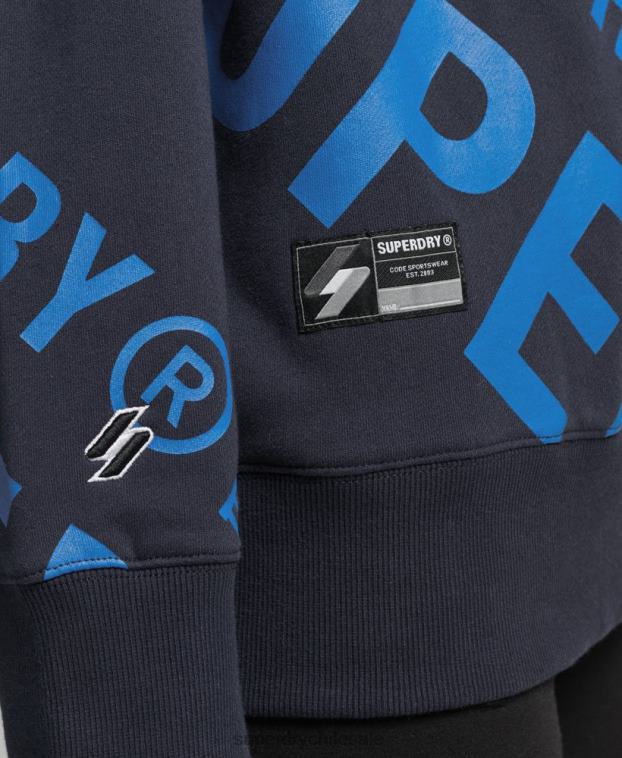 mujer Superdry Armada sudadera con estampado de logo central en toda la prenda 2R68Z5887