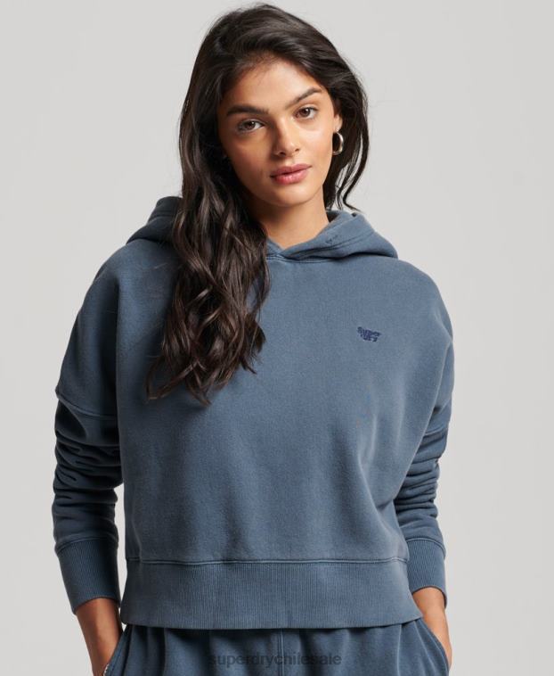 mujer Superdry Armada sudadera corta con capucha y lavado 2R68Z3311