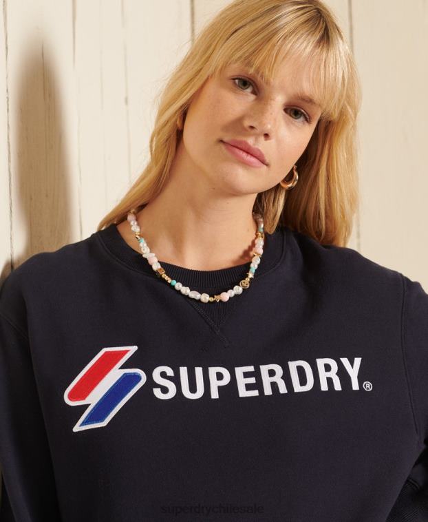 mujer Superdry Armada sudadera extragrande con cuello redondo y aplique Code 2R68Z5962