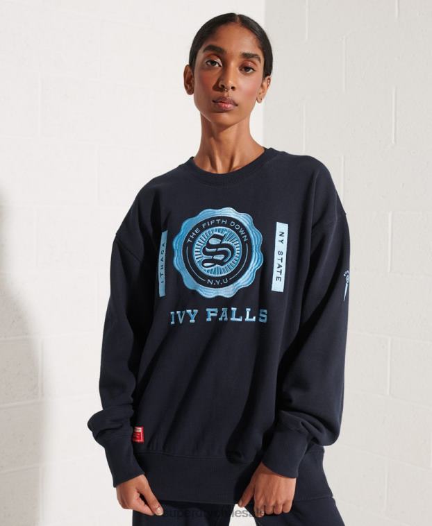 mujer Superdry Armada sudadera extragrande con gráfico universitario 2R68Z5837