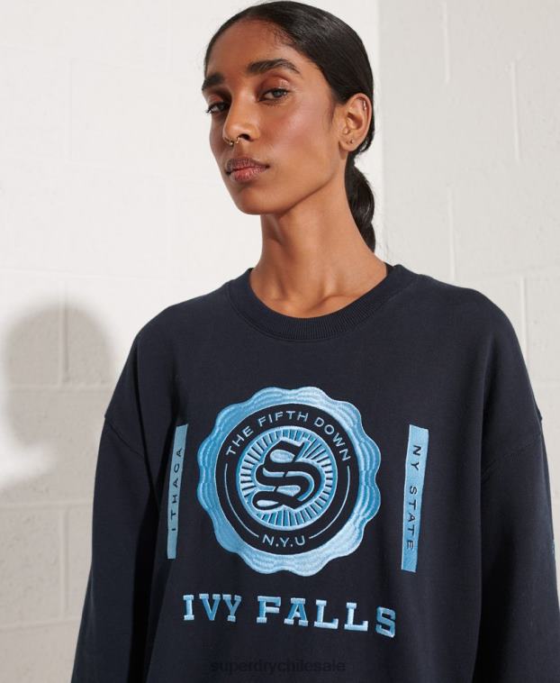 mujer Superdry Armada sudadera extragrande con gráfico universitario 2R68Z5837
