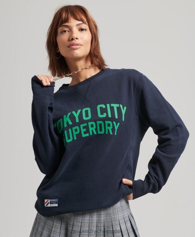 mujer Superdry Armada sudadera extragrande con gráfico universitario 2R68Z6161