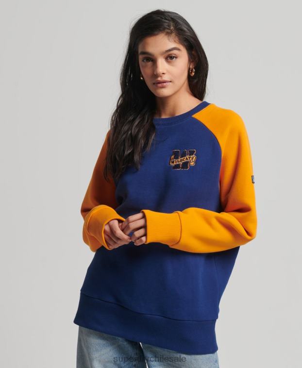 mujer Superdry Armada sudadera vintage colegial con cuello redondo y raglán 2R68Z5760