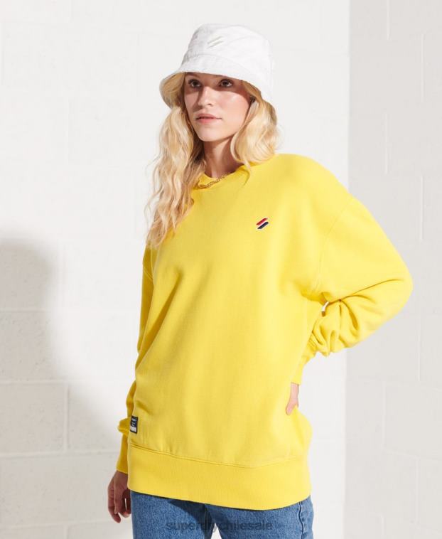 mujer Superdry amarillo sudadera básica de algodón orgánico 2R68Z5822