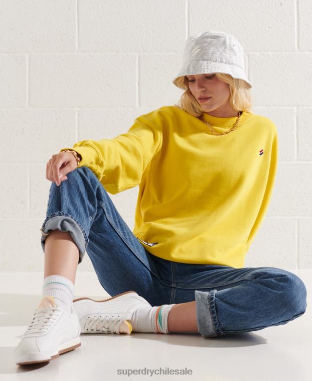 mujer Superdry amarillo sudadera básica de algodón orgánico 2R68Z5822