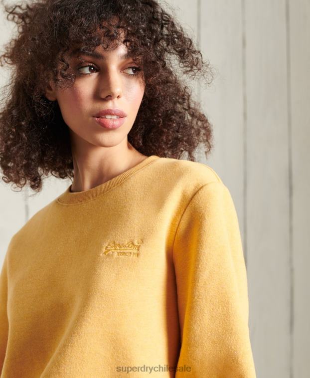 mujer Superdry amarillo sudadera clásica etiqueta naranja 2R68Z5983