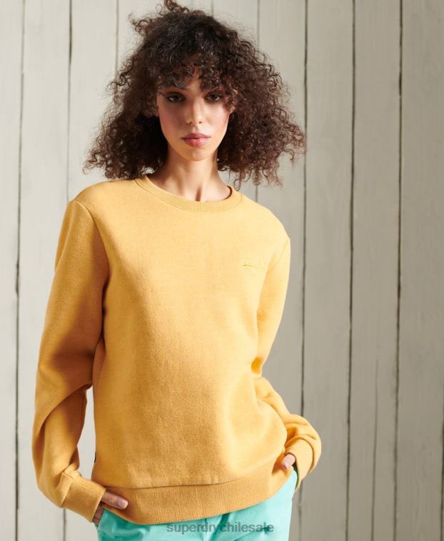 mujer Superdry amarillo sudadera clásica etiqueta naranja 2R68Z5983