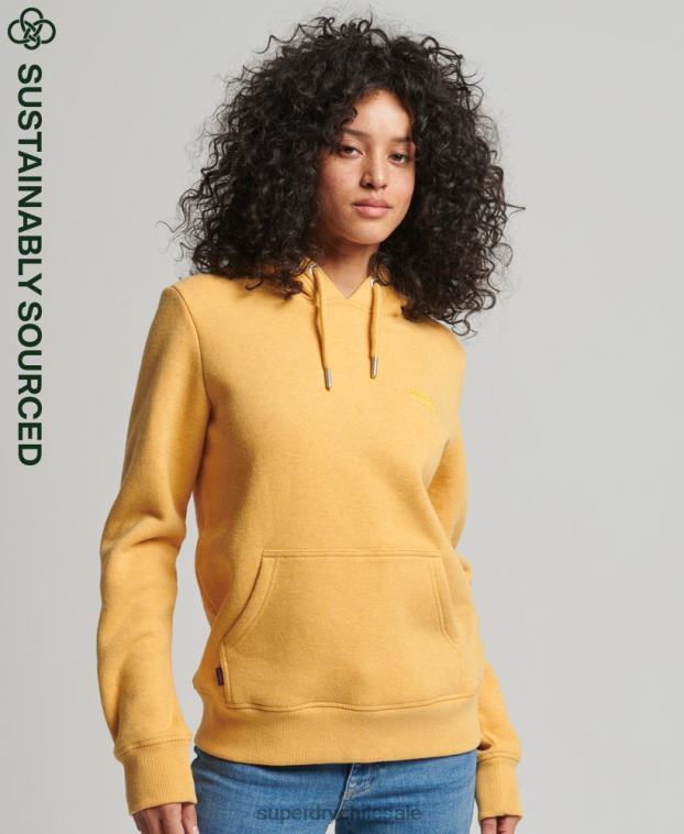 mujer Superdry amarillo sudadera con capucha de algodón orgánico con logo vintage bordado 2R68Z3386