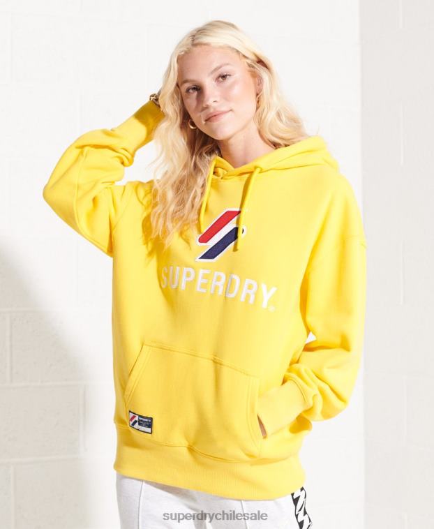 mujer Superdry amarillo sudadera con capucha extragrande con aplique 2R68Z5992
