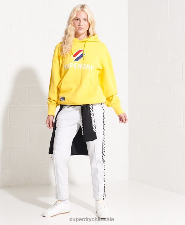mujer Superdry amarillo sudadera con capucha extragrande con aplique 2R68Z5992