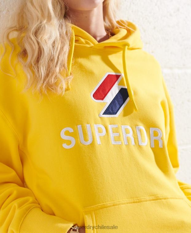 mujer Superdry amarillo sudadera con capucha extragrande con aplique 2R68Z5992