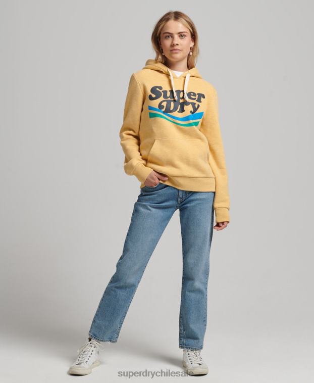 mujer Superdry amarillo sudadera con capucha vintage cooper nostalgia 2R68Z5867