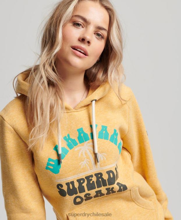 mujer Superdry amarillo sudadera con capucha vintage genial al aire libre 2R68Z2258