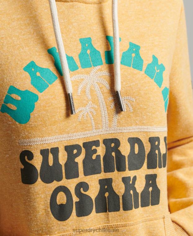 mujer Superdry amarillo sudadera con capucha vintage genial al aire libre 2R68Z2258