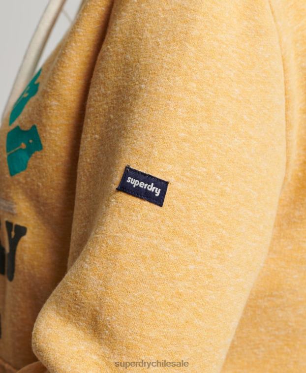 mujer Superdry amarillo sudadera con capucha vintage genial al aire libre 2R68Z2258