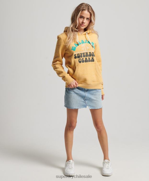 mujer Superdry amarillo sudadera con capucha vintage genial al aire libre 2R68Z2258