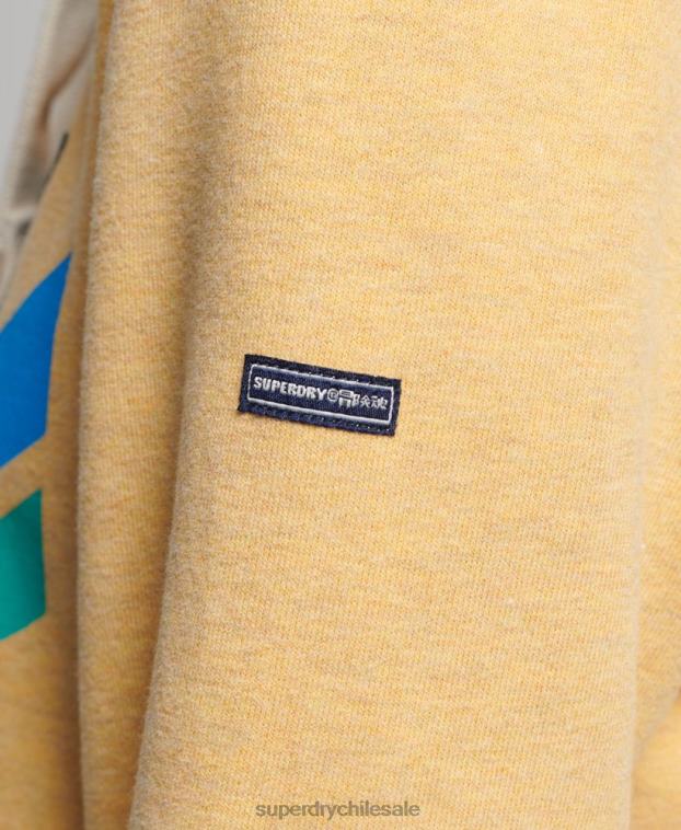 mujer Superdry amarillo sudadera con capucha y logo gráfico de arcoíris 2R68Z3454