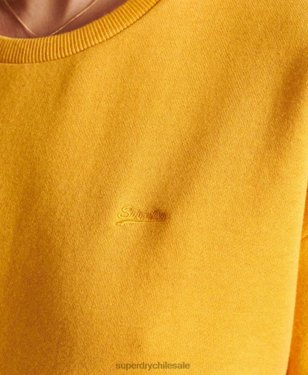 mujer Superdry amarillo sudadera con cuello redondo y logo bordado vintage 2R68Z5969