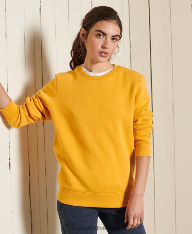 mujer Superdry amarillo sudadera con cuello redondo y logo vintage 2R68Z6084