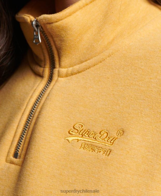 mujer Superdry amarillo sudadera con cuello tunecino y logo vintage de algodón orgánico 2R68Z3372