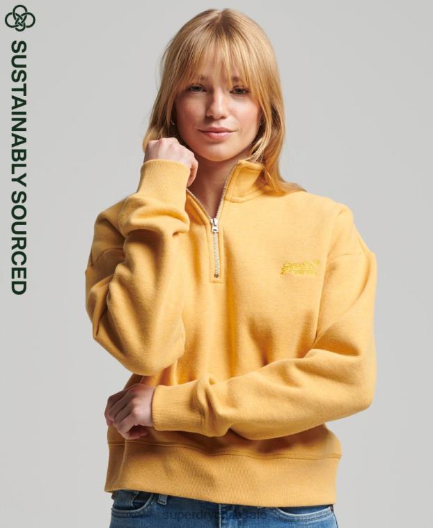 mujer Superdry amarillo sudadera con cuello tunecino y logo vintage de algodón orgánico 2R68Z3471