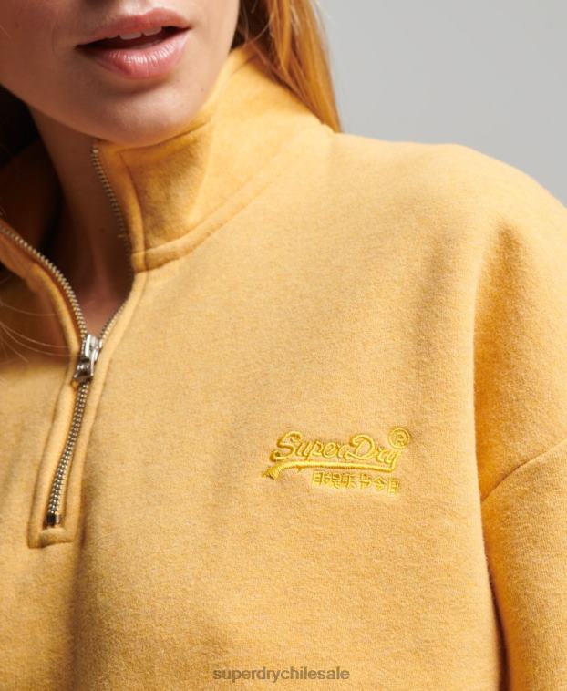 mujer Superdry amarillo sudadera con cuello tunecino y logo vintage de algodón orgánico 2R68Z3471