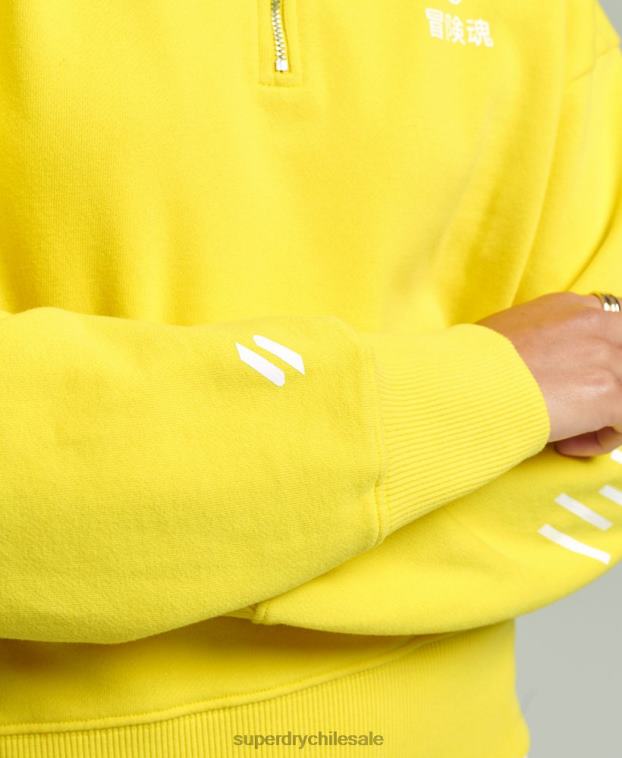 mujer Superdry amarillo sudadera core sport con media cremallera 2R68Z6009