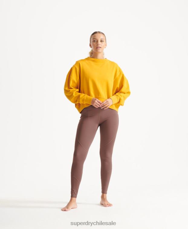 mujer Superdry amarillo sudadera de algodón orgánico flexible con cuello redondo 2R68Z5830