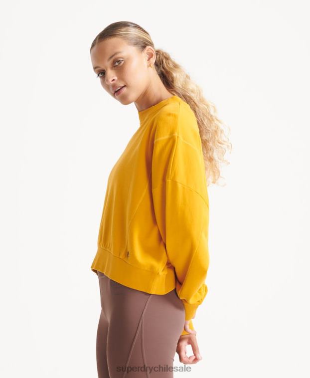 mujer Superdry amarillo sudadera de algodón orgánico flexible con cuello redondo 2R68Z5830