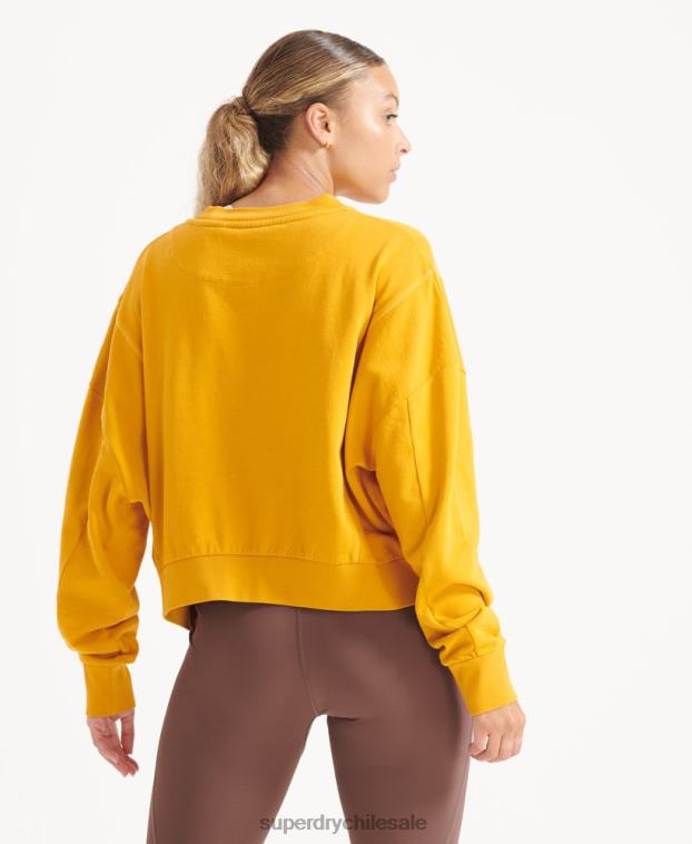 mujer Superdry amarillo sudadera de algodón orgánico flexible con cuello redondo 2R68Z5830