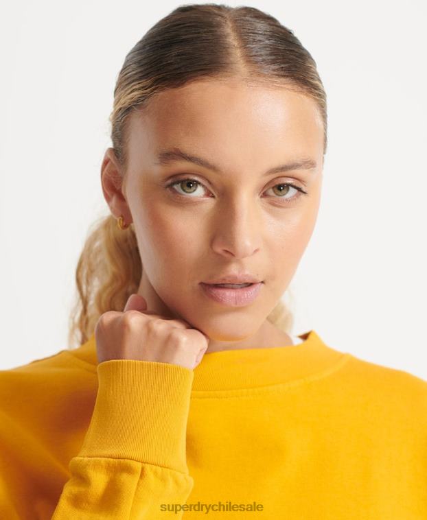 mujer Superdry amarillo sudadera de algodón orgánico flexible con cuello redondo 2R68Z5830