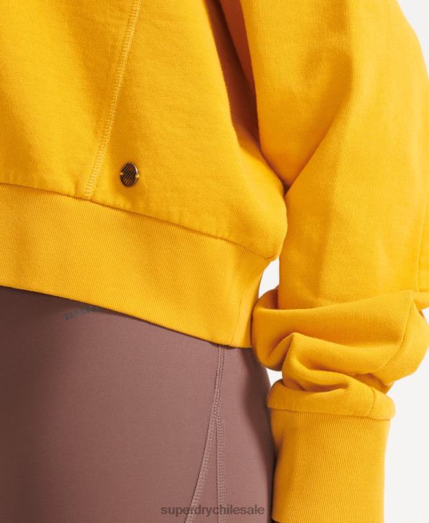 mujer Superdry amarillo sudadera de algodón orgánico flexible con cuello redondo 2R68Z5830