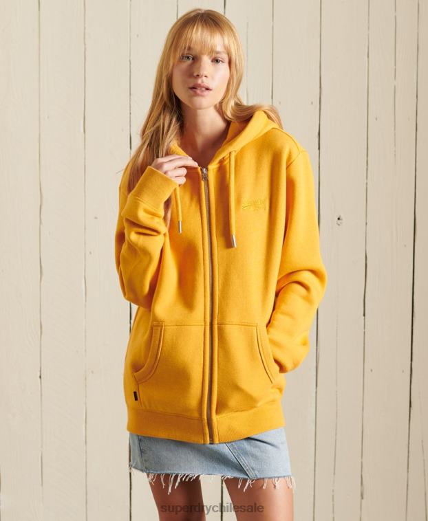 mujer Superdry amarillo sudadera holgada con logo vintage bordado y cremallera 2R68Z6172