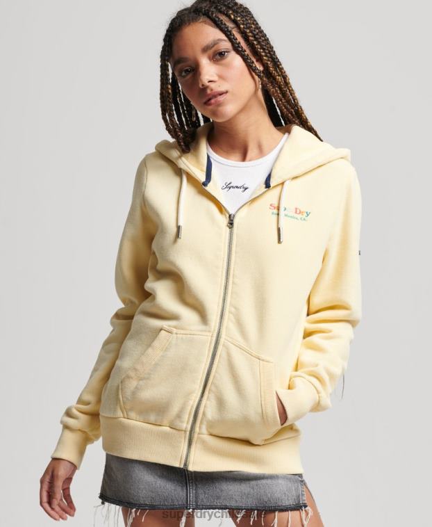 mujer Superdry amarillo sudadera vintage con cremallera y arcoíris 2R68Z2208