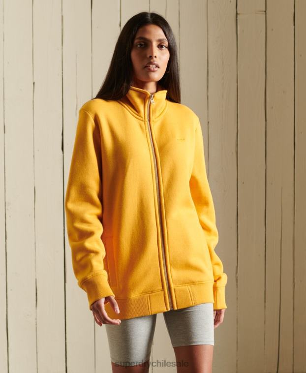 mujer Superdry amarillo top deportivo holgado con logo vintage bordado y cremallera 2R68Z6140
