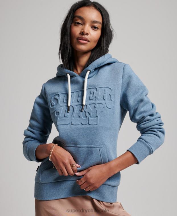 mujer Superdry azul claro sudadera con capucha vintage cooper en relieve 2R68Z2241