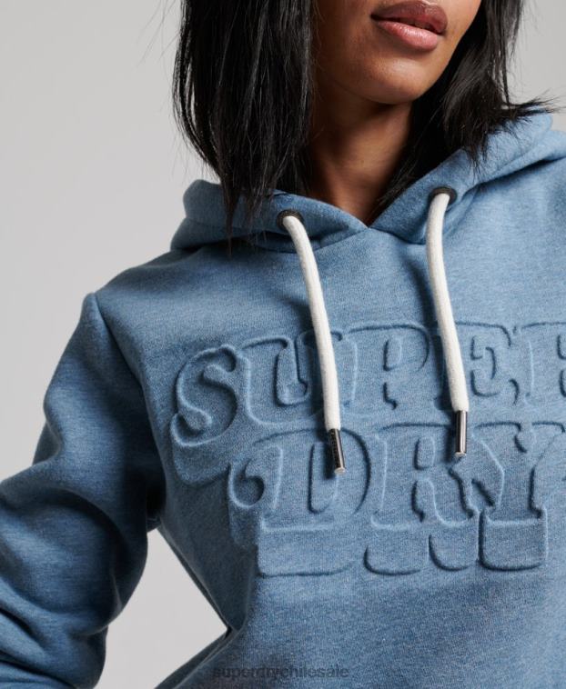 mujer Superdry azul claro sudadera con capucha vintage cooper en relieve 2R68Z2241