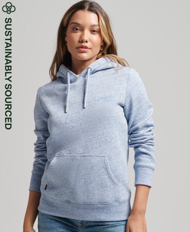 mujer Superdry azul claro sudadera con capucha y logo esencial de algodón orgánico 2R68Z6117