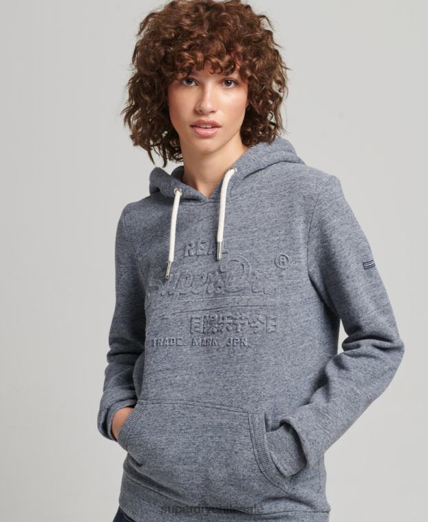 mujer Superdry azul claro sudadera con capucha y logo gráfico en relieve 2R68Z3396