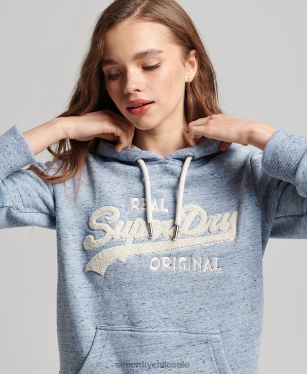 mujer Superdry azul claro sudadera con capucha y logo vintage 2R68Z2320