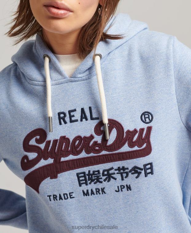 mujer Superdry azul claro sudadera con capucha y logo vintage 2R68Z3397