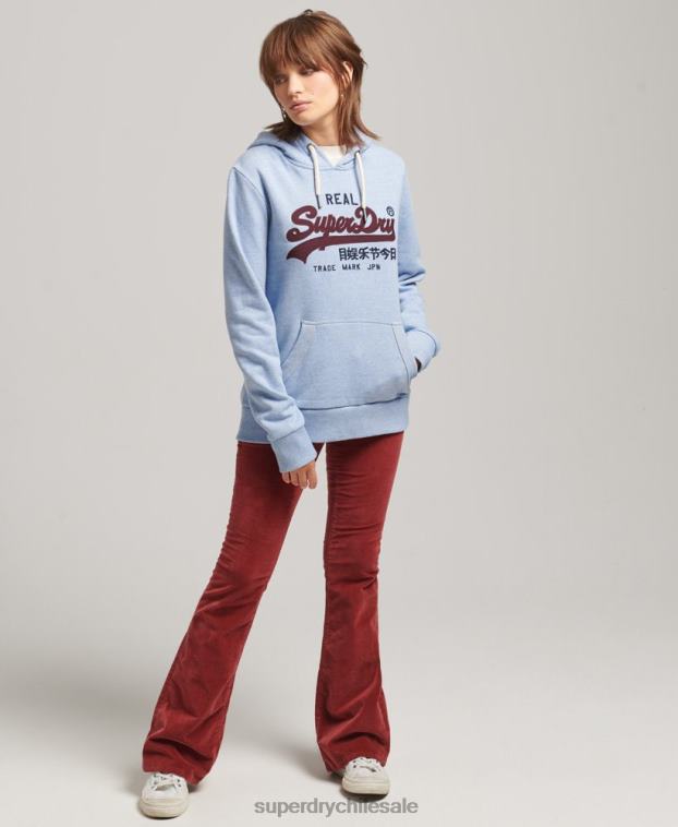 mujer Superdry azul claro sudadera con capucha y logo vintage 2R68Z3397