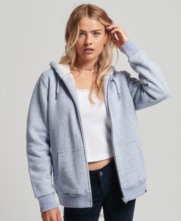 mujer Superdry azul claro sudadera con cremallera y forro de borreguito esencial 2R68Z5880