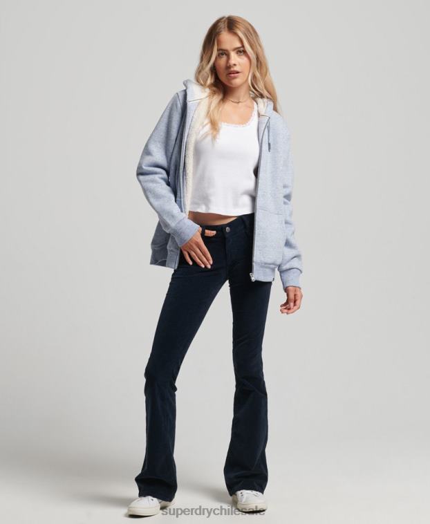mujer Superdry azul claro sudadera con cremallera y forro de borreguito esencial 2R68Z5880